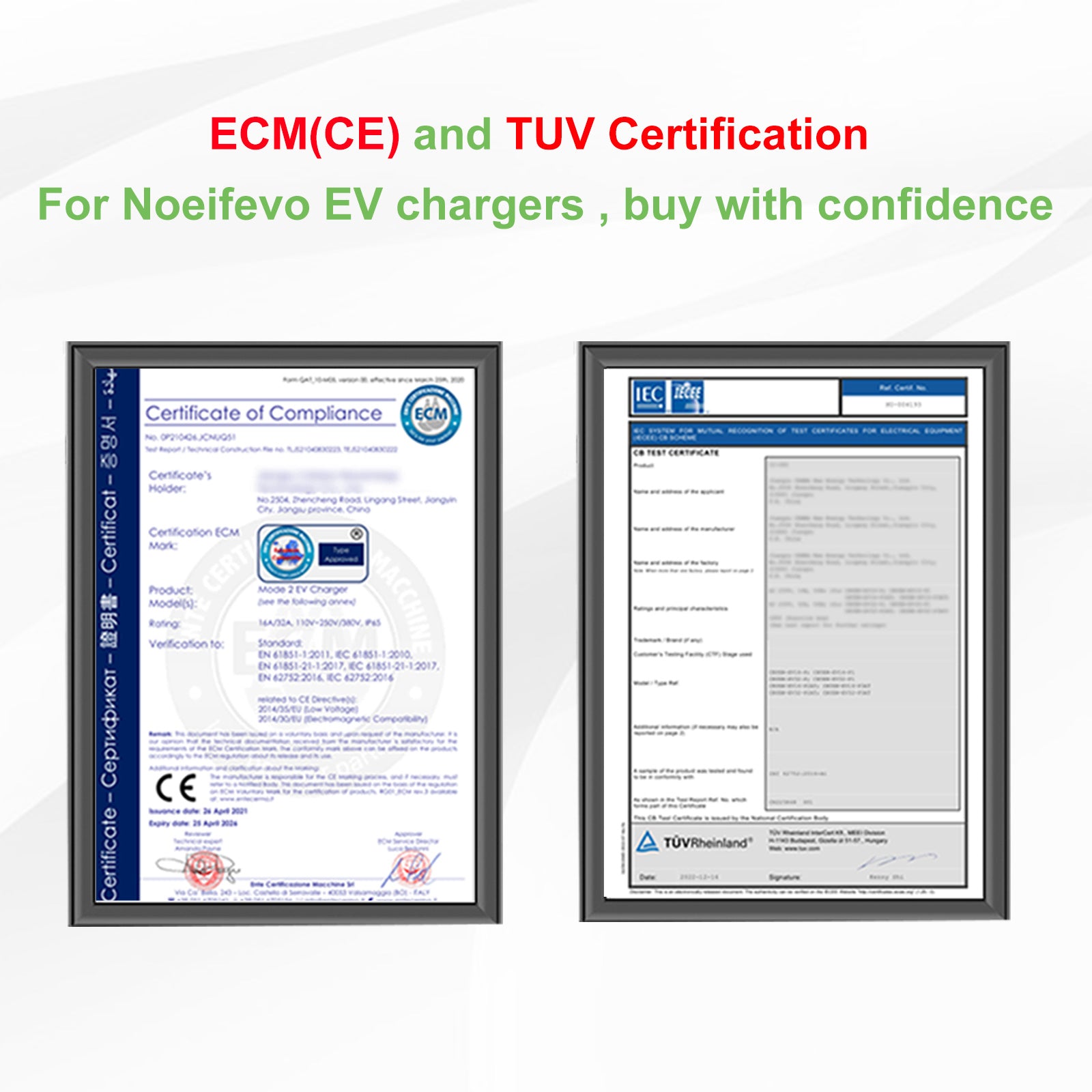 Noeifevo Type2 EV Charging Cable, 11KW 16A CEE 5m/10m/15m  Mobile EV Charger, DC6mA RCD Protection