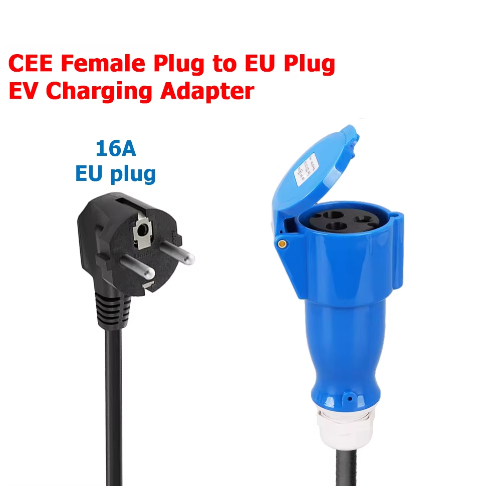 EV-Ladeadapter, CEE 32A blaue Steckdose zu Schuko Haushaltsstecker Adapter, für 7kW 32A EV-Ladegeräte.