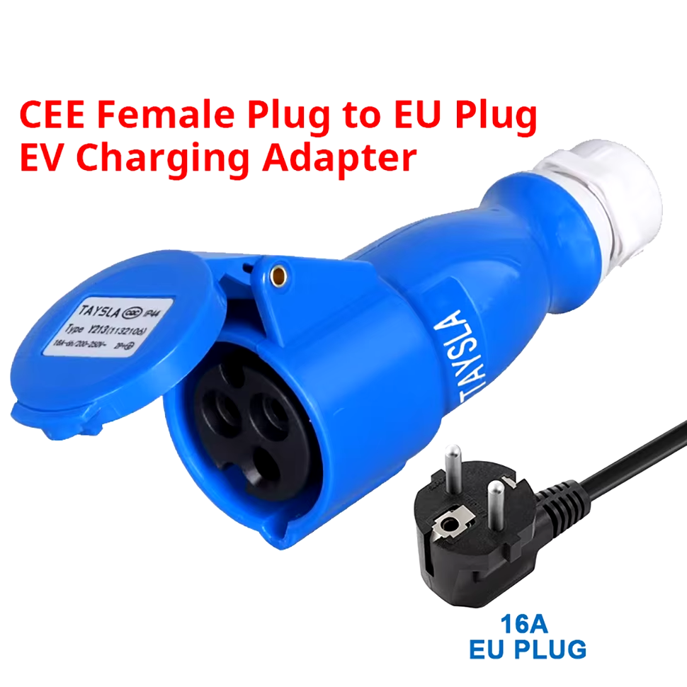 EV-latausadapteri, CEE 32A sininen pistorasia Schuko-kotitalouspistokkeeksi, 7kW 32A EV-latauslaitteille