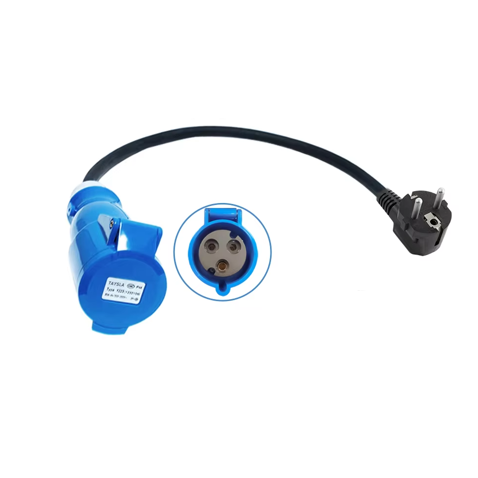 Adaptador de carga EV, de tomada industrial CEE 32A azul para tomada Schuko doméstica, para carregadores EV de 7kW 32A