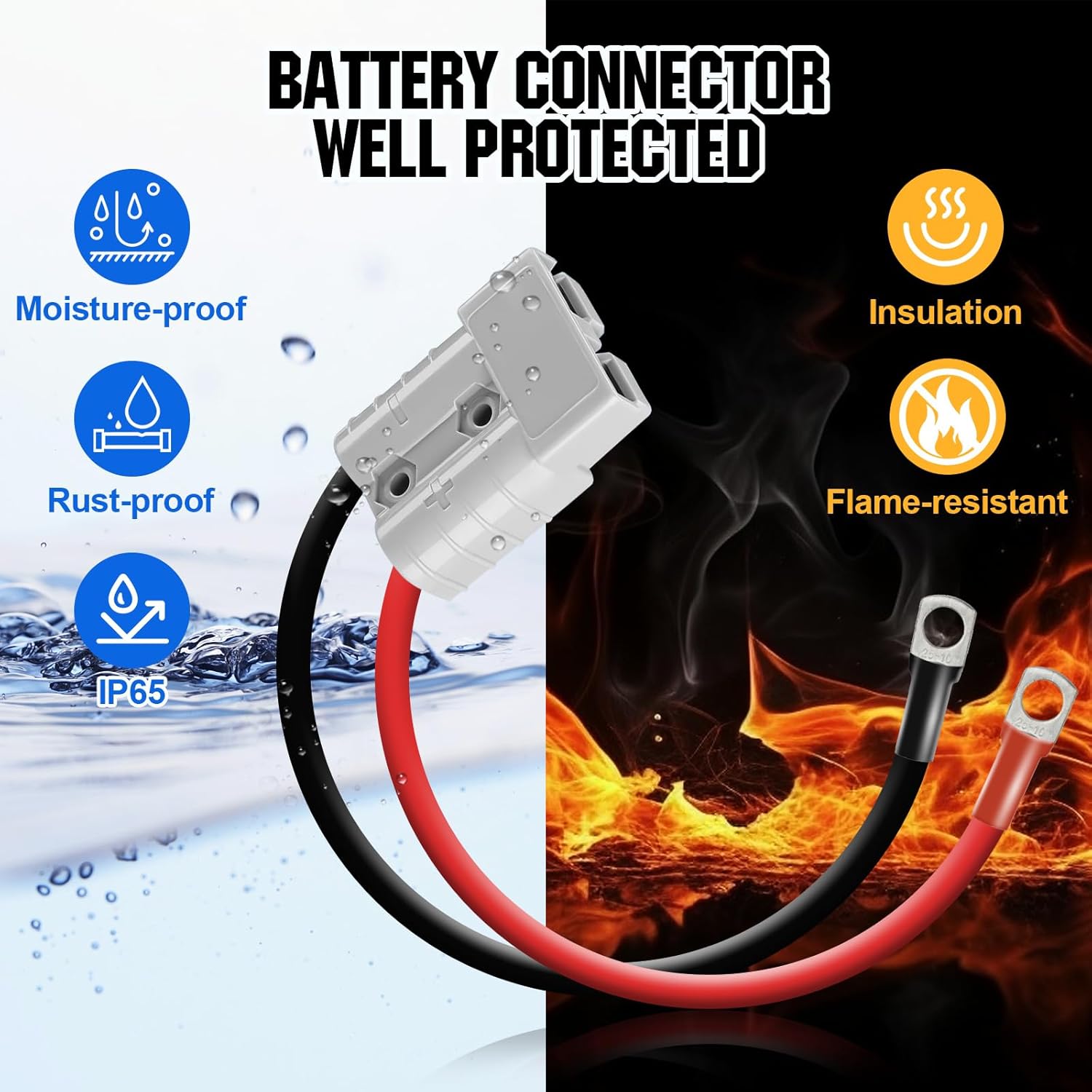 2 stk batterikontakt, Anderson 50A/120A til M8 batteristrømoverføringskontakt, 2AWG/4AWG/7AWG/8AWG/12AWG elektriske kabler