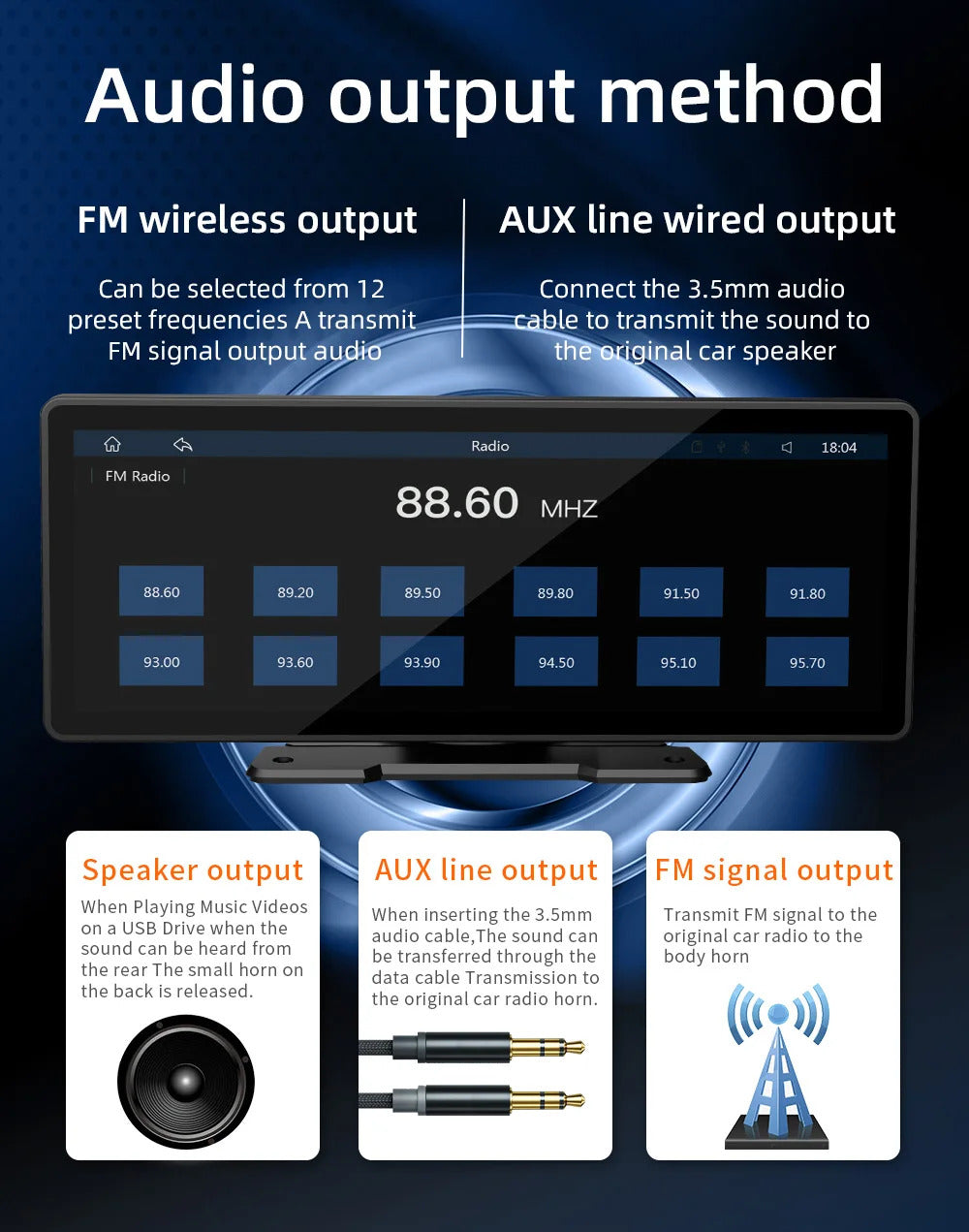 NOEIFEVO B5303 Bezprzewodowy ekran CarPlay do samochodów, wspiera Apple CarPlay i Android Auto, 10,26" HD przenośne radio samochodowe z ekranem dotykowym, odbiornik audio samochodowy z kontrolą głosową, Mirror Link, Bluetooth, GPS, AUX FM