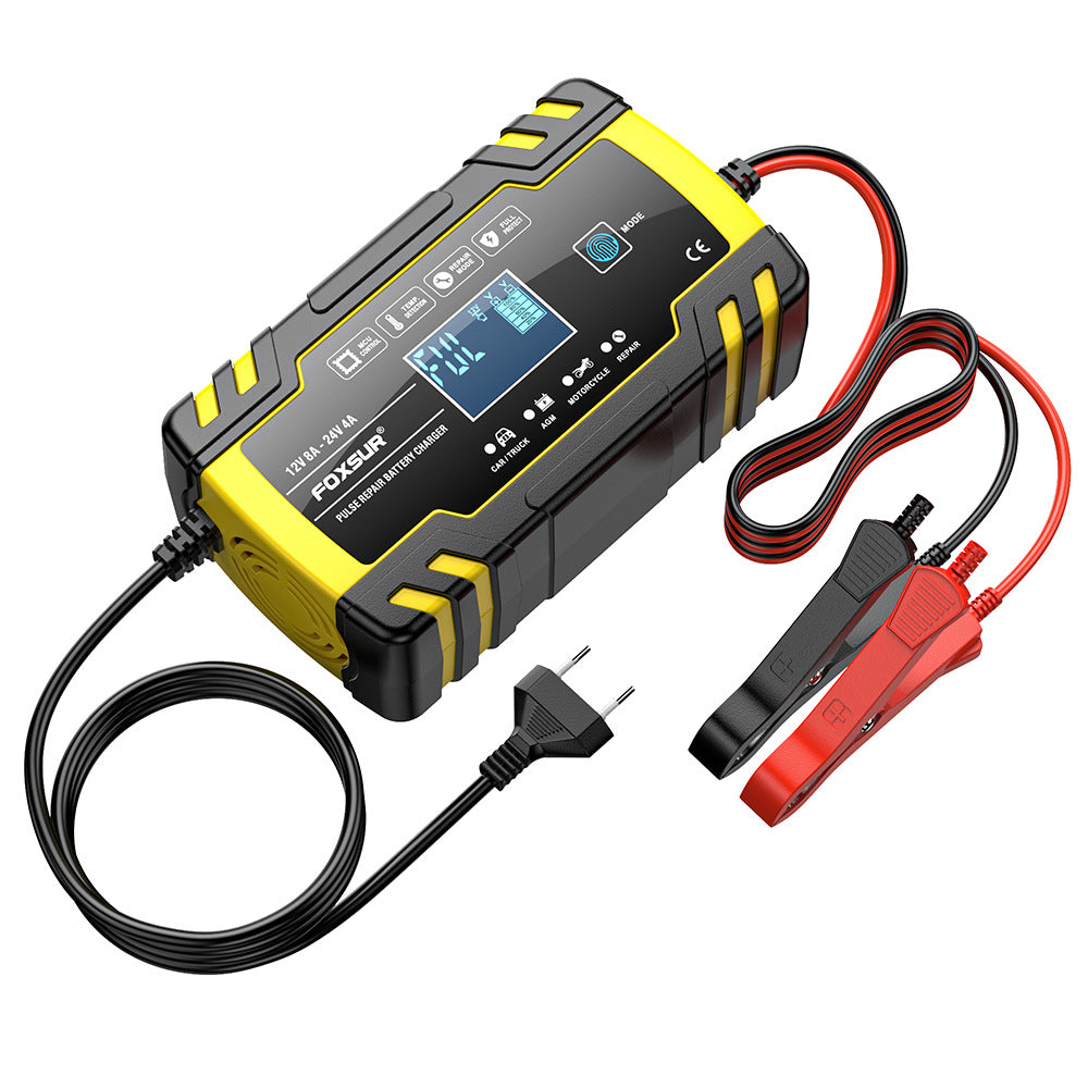12V 8A / 24V 4A Nabíječka autobaterií, pulzní opravná nabíječka pro všechny 12V a 24V olověné, AGM, GEL a hlubokocyklické baterie