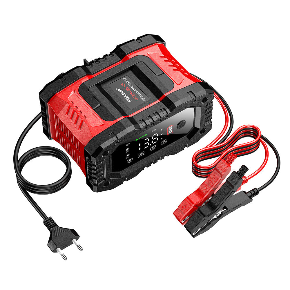 NOEIFEVO 20A Autobatteriladdare, 12V 24V Blysyrabatteri AGM LiFePO4 Batteriladdare, Fordonsladdare, Intelligent Batteriladdare med temperaturkompensation för Bilar, Lastbilar, Motorcyklar, Gräsklippare