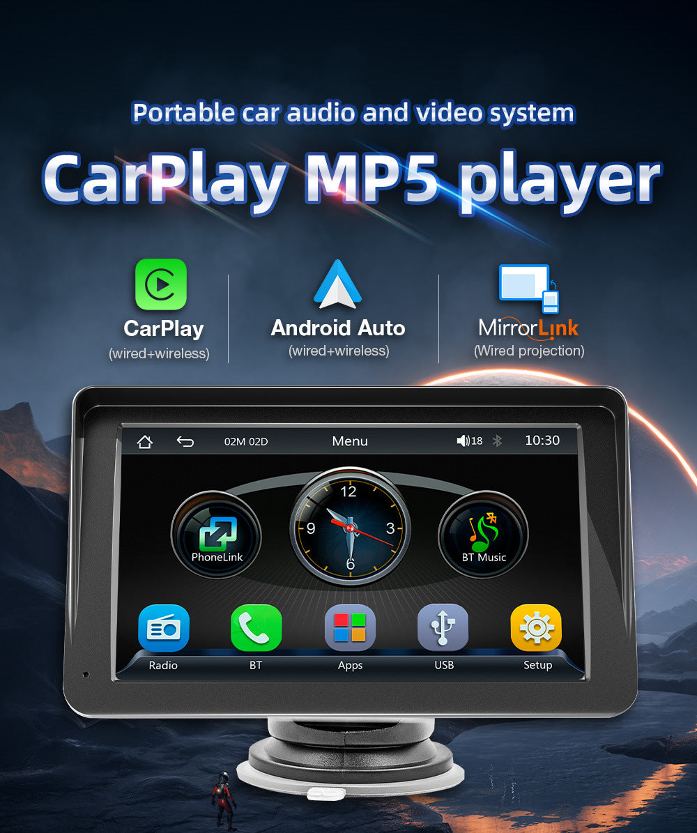 NOEIFEVO B70 7 Pollici CarPlay Wireless, Android Auto e MirrorLink – Display HD IPS Touchscreen, Audio Bluetooth, Siri, Navigazione GPS Display Auto per tutti i veicoli