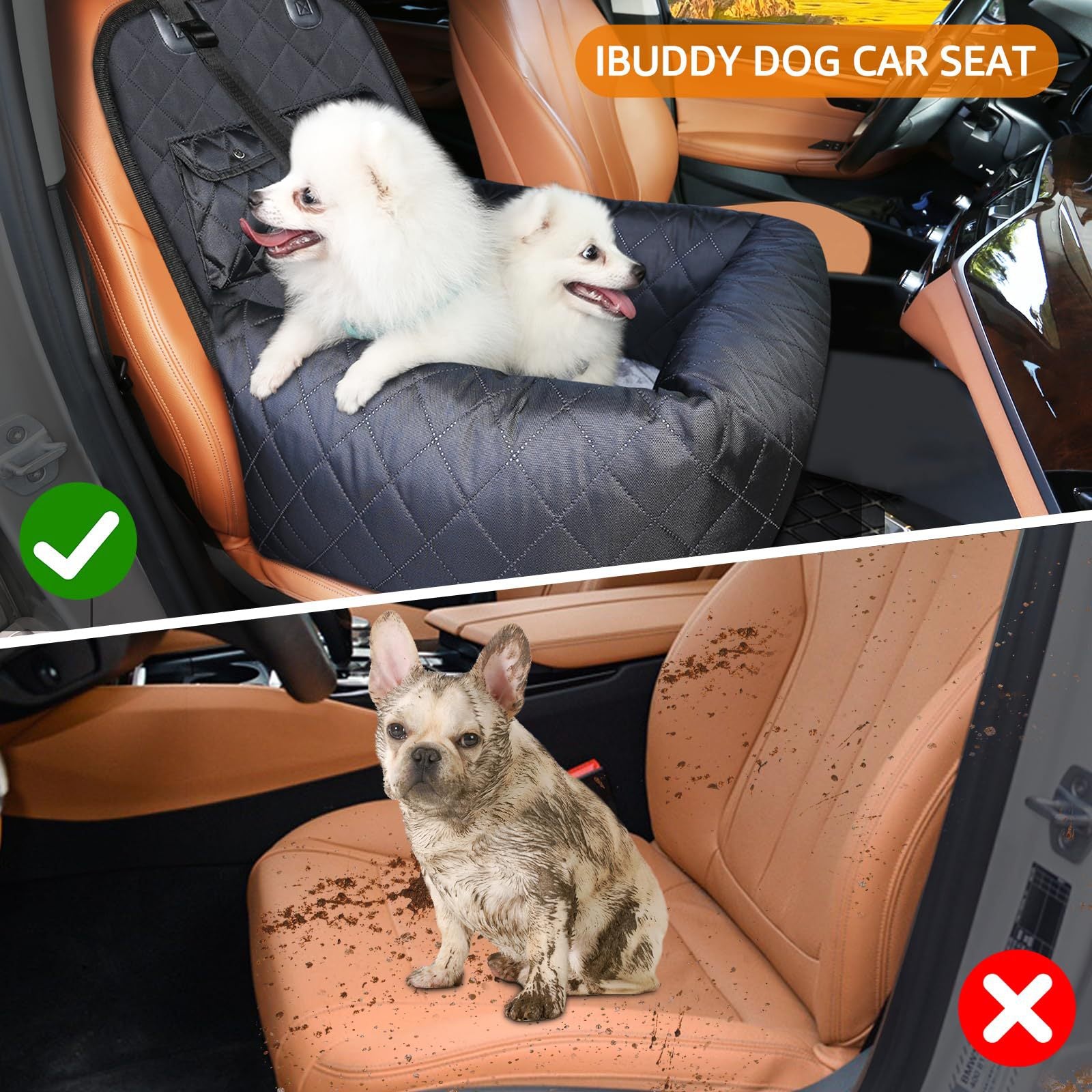 Seggiolino auto per cani NOEIFEVO CA11, lettino centrale automatico per cani, trasportino portatile per cani, borsa da viaggio di sicurezza per cani e gatti