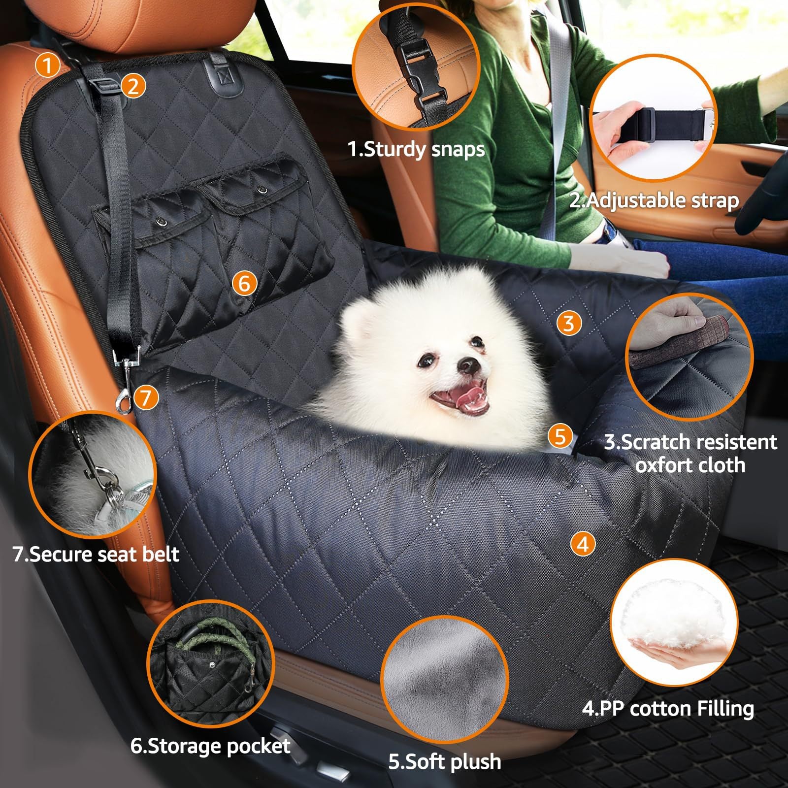 NOEIFEVO CA11 Assento de carro para cães, cama central automática para cães, porta-cachorros portátil, bolsa de viagem de segurança para cães e gatos