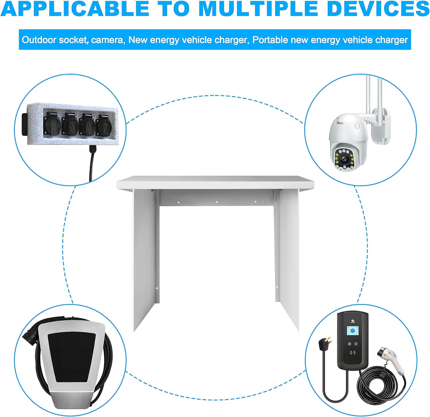 NOEIFEVO EV Oplader Wallbox Weerbestendig Dak, Regenbescherming voor Elektrische Auto Oplaadstation, Roestvrijstalen Afdekking, Weerbestendig (40 x 30 x 39 cm)