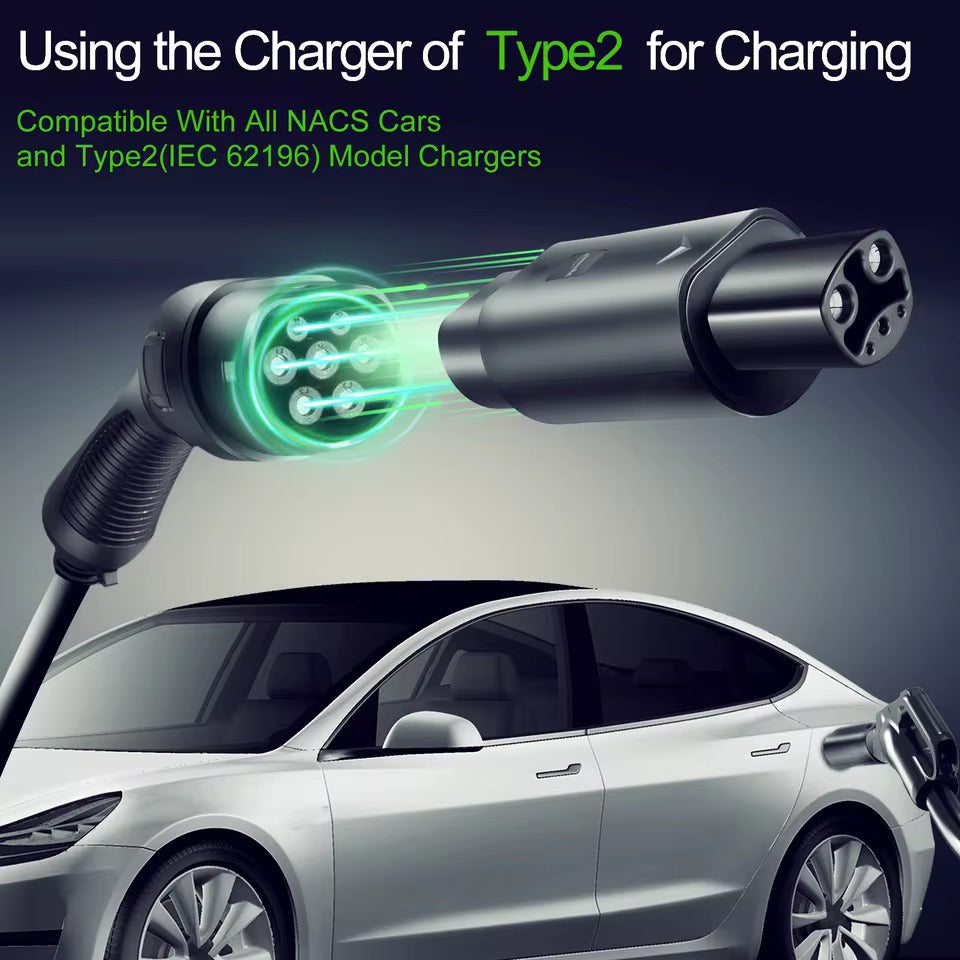 Adapter NOEIFEVO Typ 2 do Tesli, AC 7,2 kW 32A 220V, pasujący do Tesla Model S/X/3, do ładowarek AC Typ 2 do pojazdów elektrycznych do ładowania pojazdów Tesla