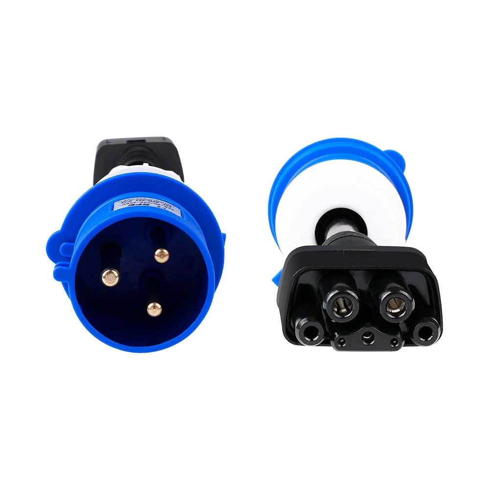 CEE32A 1-fase blauwe stroomadapter, compatibel met Tesla Model X, S, Y en Gen 2 EV-lader