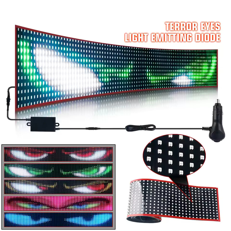 NOEIFEVO Devil Eyes-ljus för bilar – LED-ögon för lastbilar, programmerbar LED-display med rullande text, anpassningsbar ljusskylt för bilar och lastbilar – text, graffiti, smart app
