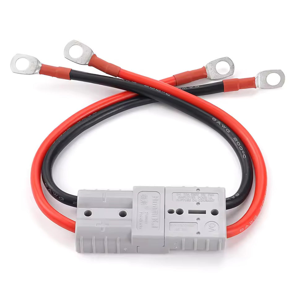 חיבור זרם גבוה 50A 600V, Anderson 50A ל-חיבור מהיר M8, כבל חשמלי 8 AWG באורך 20 ס"מ עבור סוללת LiFePO4, גולף קאר, מלגזה