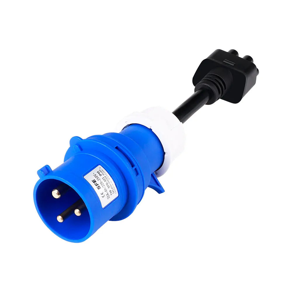 CEE32A 1-fase blauwe stroomadapter, compatibel met Tesla Model X, S, Y en Gen 2 EV-lader