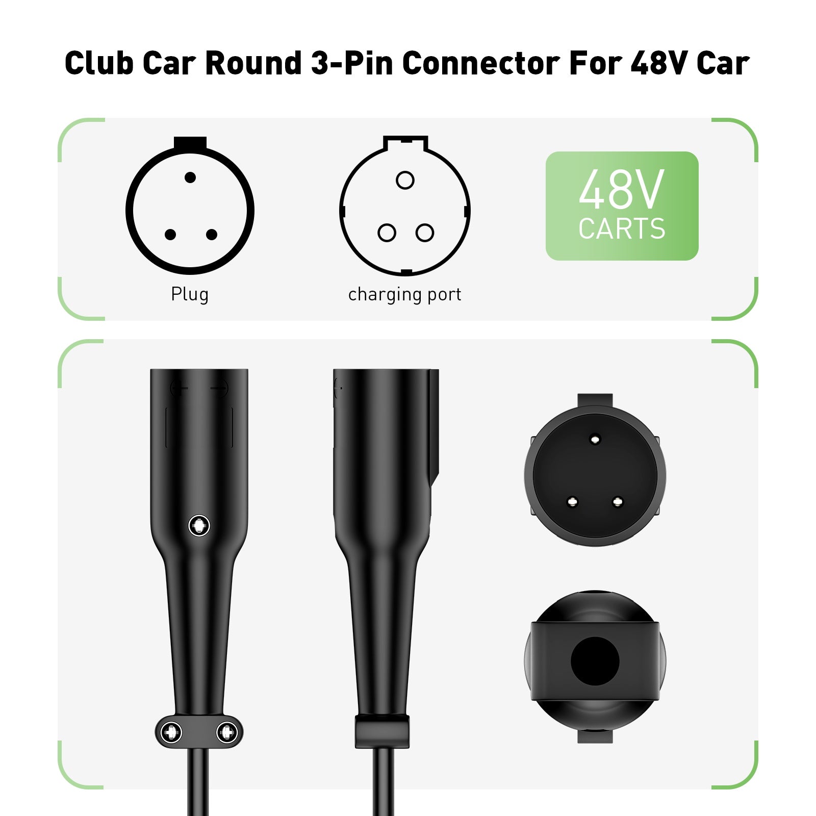 NOEIFEVO Cargador de batería para carrito de golf de 48 V 20 A para Club Car Precedent y DS con cable OBC