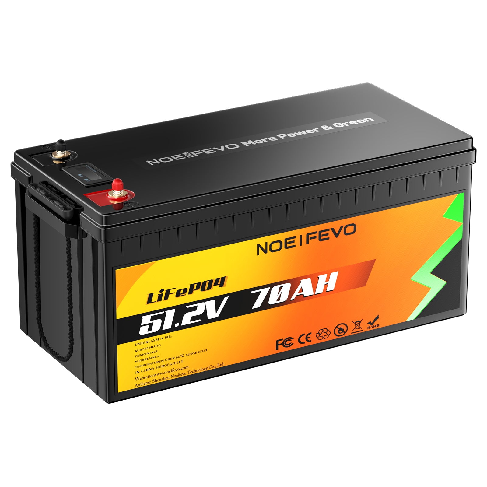 NOEIFEVO D4870 51.2V 70AH Bateria de Fosfato de Lítio LiFePO4 Bateria com 80A BMS