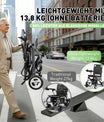 Elektrorollstuhl – 13.6kg,400W Motor, abnehmbarer Lithium-Akku, elektromagnetische Bremse, 100kg Tragkraft,Leicht Rollstuhl Elektrisch Faltbar ideal für Reisen & Alltag