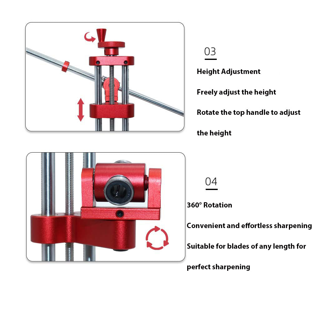 NOEIFEVO 360° Sistema de volteo giratorio para cuchillos con ángulo fijo - Juego profesional de afilado de cuchillos con piedras de afilar - Herramienta para sostener materiales de afilado