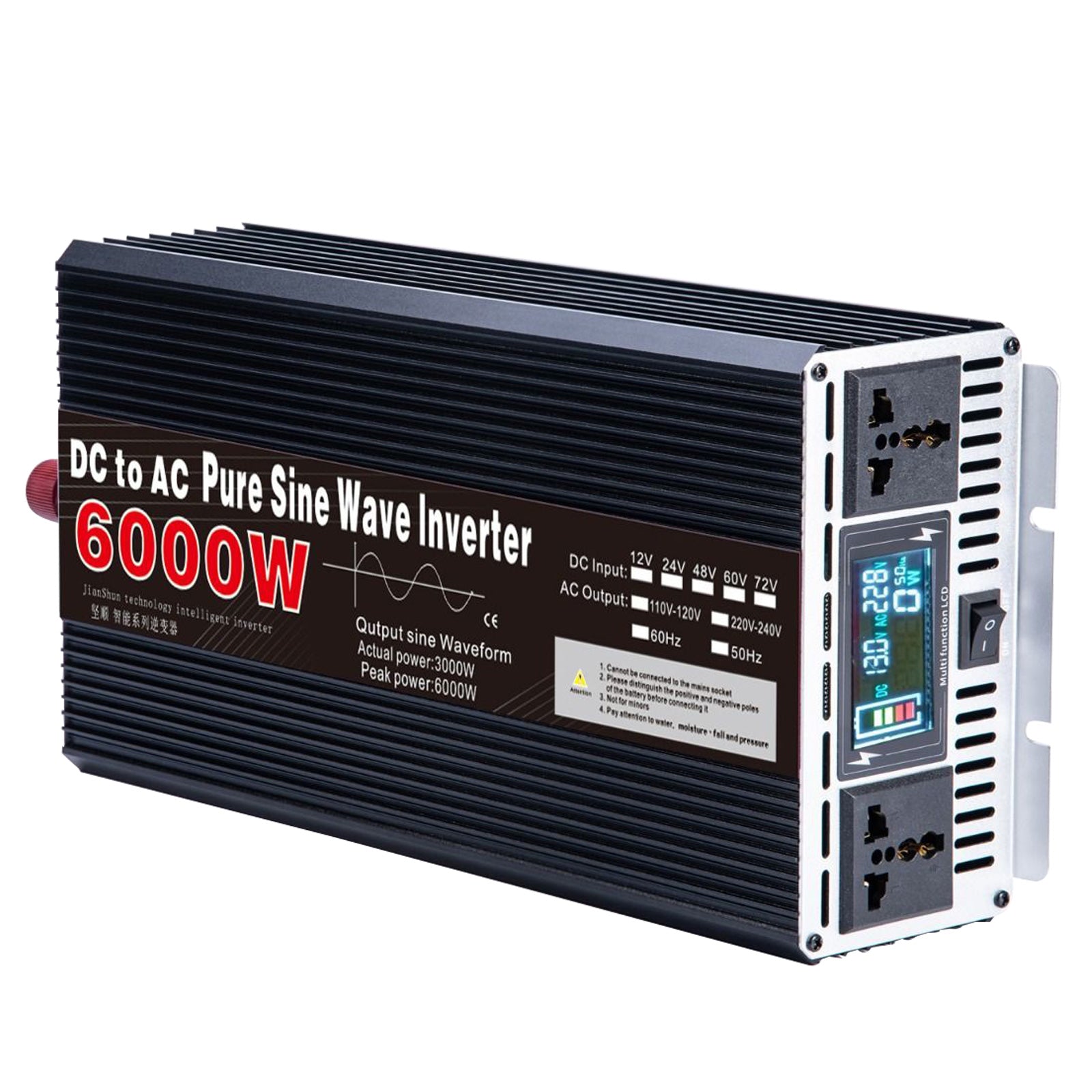 Ren sinusformet inverter DC 12V til AC110V 220V 3000W 4000W 5000W 6000W 8000W Spændingsomformer Strømomformer Solinverter